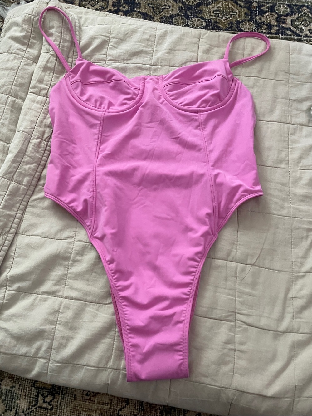 Mara Hoffman Bright Pink One-Piece Swimsuit with Underwire